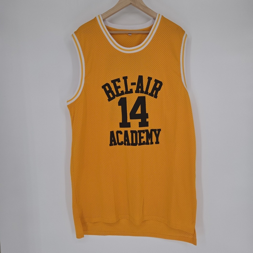 Bel Air Academy 14 Basketball Jersey Yellow Mesh Mens XL Will Smith Practice Bal